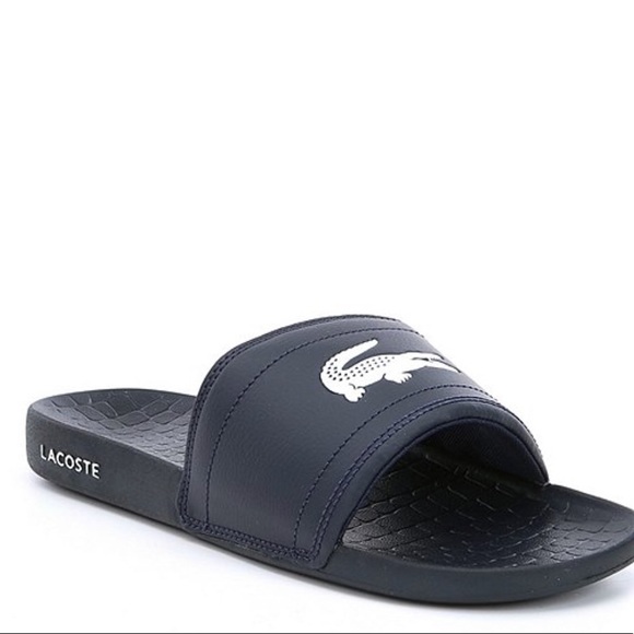 blue lacoste slides